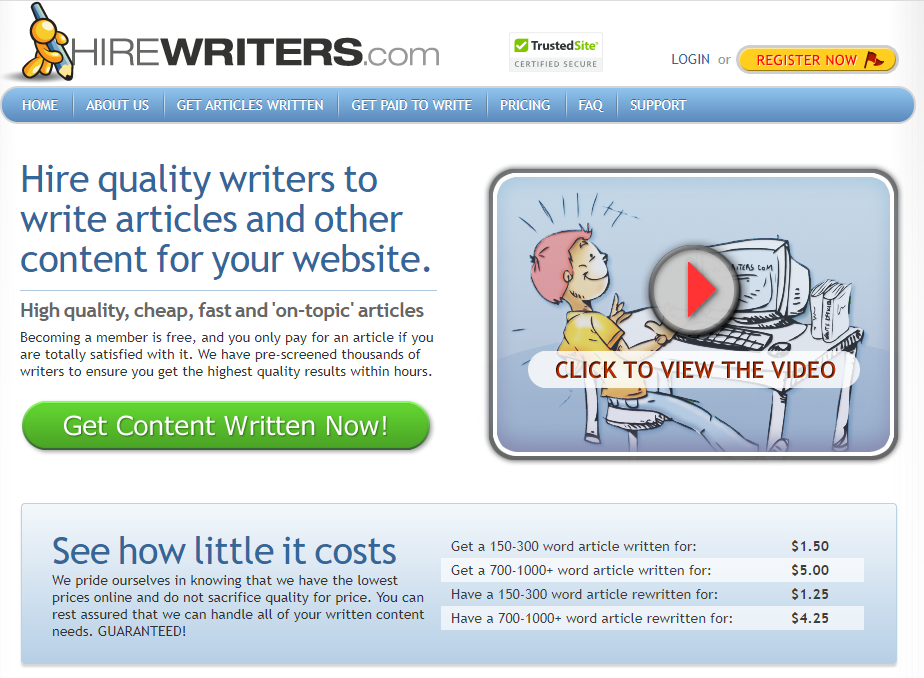 hirewriters content ordering